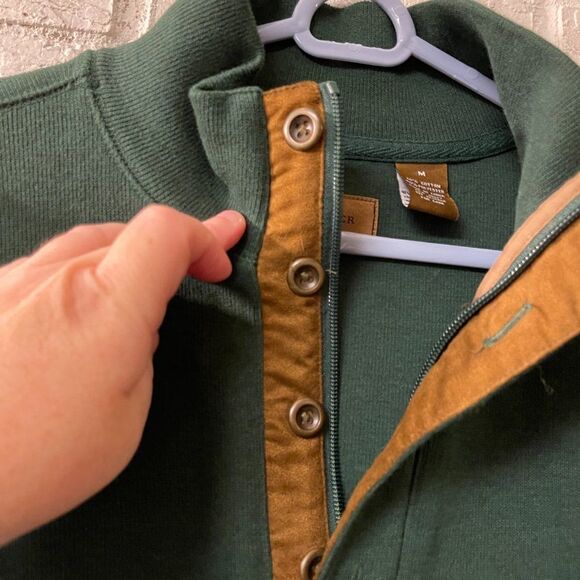 Clearwater Outfitter Sweater Mens Medium Green Henley Collar Elbow Patches - Picture 4 of 7